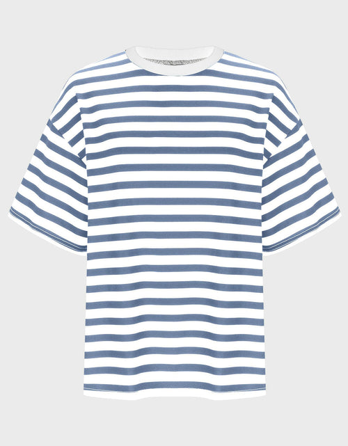 Load image into Gallery viewer, Striped Round Neck Half Sleeve T-Shirt
