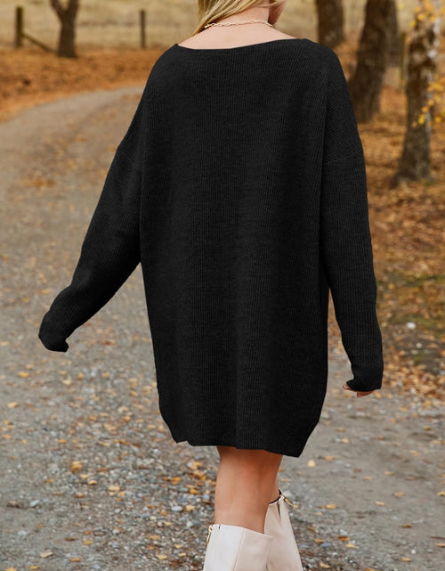 Load image into Gallery viewer, V-Neck Dropped Shoulder Sweater Dress
