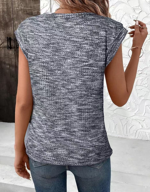 Load image into Gallery viewer, Heathered Round Neck Cap Sleeve T-Shirt
