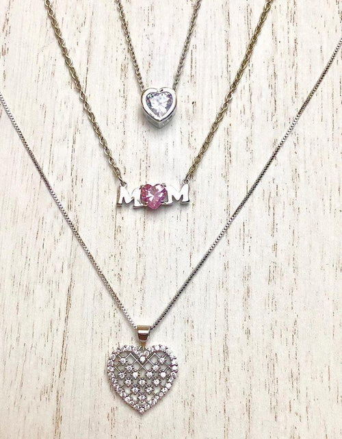 Load image into Gallery viewer, Mom Necklace with Pink Cubic Zirconia by Hollywood Sensation®
