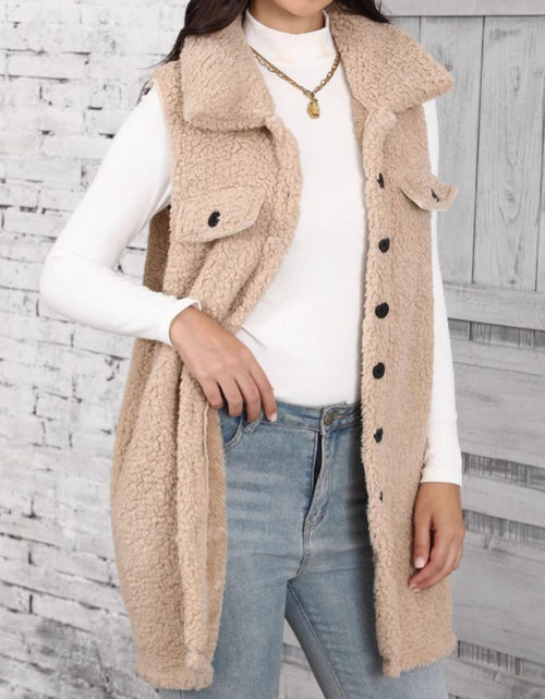 Load image into Gallery viewer, Button Up Teddy Vest Coat
