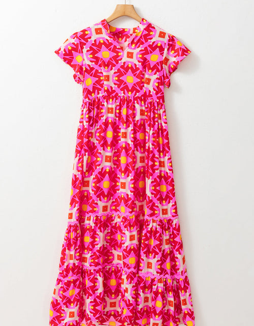 Load image into Gallery viewer, Printed Notched Cap Sleeve Dress
