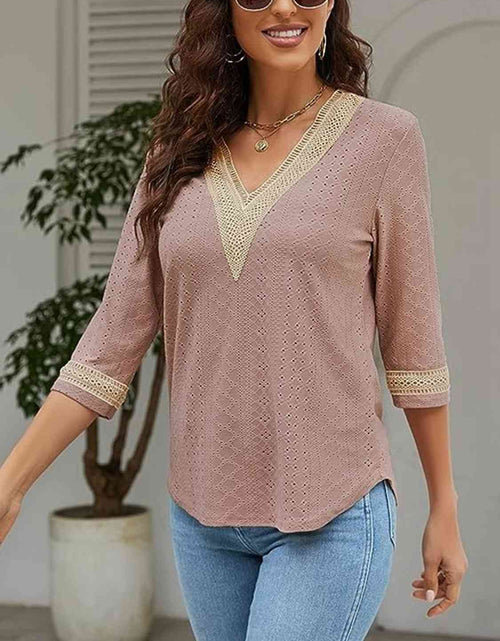 Load image into Gallery viewer, V-Neck Eyelet Blouse
