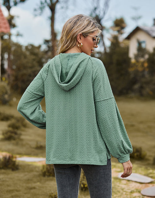 Load image into Gallery viewer, Cable-Knit Dropped Shoulder Hoodie
