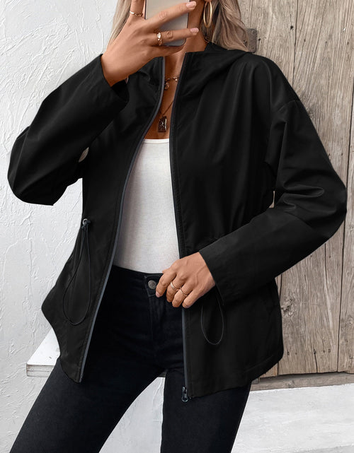 Load image into Gallery viewer, Ivy Lane Drawstring Zip Up Hooded Jacket
