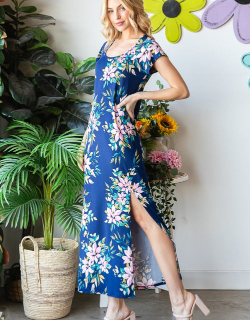 Load image into Gallery viewer, Heimish Full Size Floral Short Sleeve Slit Dress
