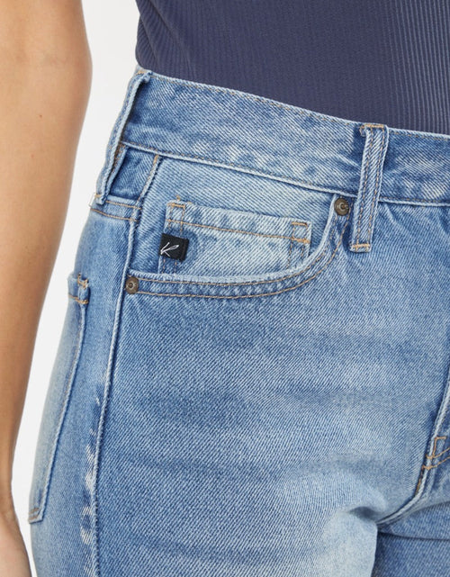Load image into Gallery viewer, Kancan High Waist Chewed Up Straight Mom Jeans
