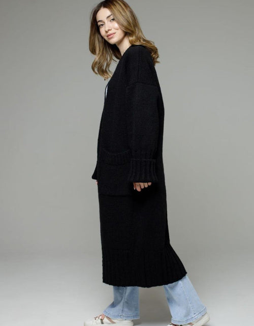 Load image into Gallery viewer, Pocketed Open Front Dropped Shoulder Cardigan
