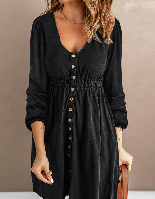 Load image into Gallery viewer, Julianna Button Up High Waist Long Sleeve Dress by Poppy Lee Lane
