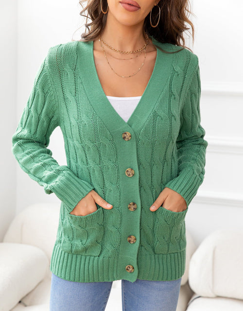 Load image into Gallery viewer, Button Down Cable-Knit Cardigan

