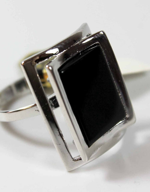 Load image into Gallery viewer, Vintage Genuine Onyx Rectangle 18k Yellow Gold Electroplated Made in USA #R327 by PVD Vintage Jewelry
