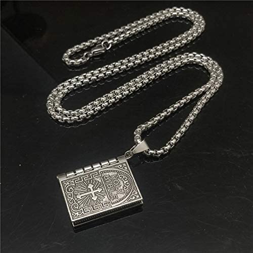 Load image into Gallery viewer, Holy Bible Book Pendant Necklace Openable Prayer Bible Verse Religious Christian Necklace _mkpt by Js House
