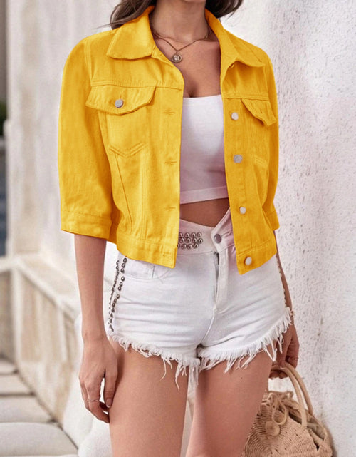 Load image into Gallery viewer, Full Size Cropped  Denim Jacket Plus Size
