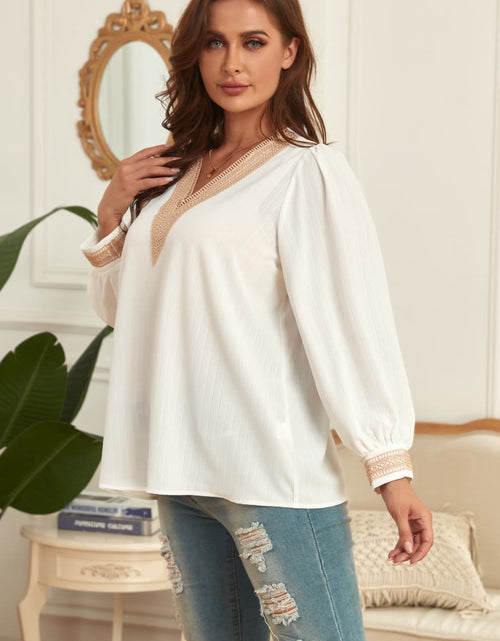 Load image into Gallery viewer, Honey Melo Apparel Plus Size V-Neck Puff Sleeve Blouse
