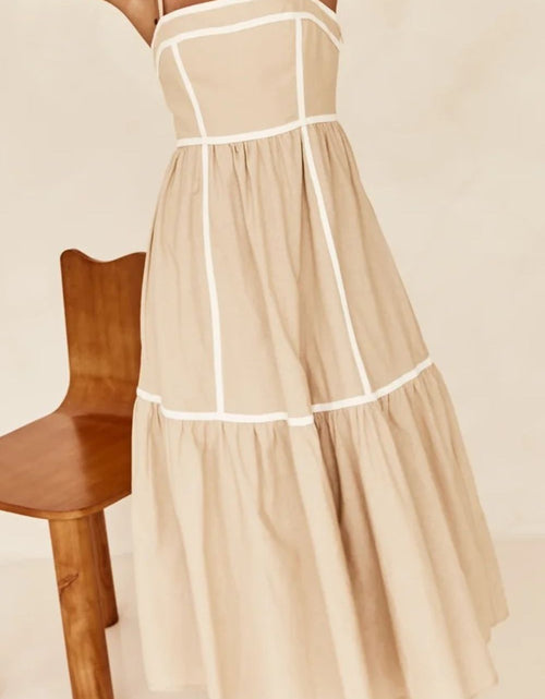 Load image into Gallery viewer, Contrast Trim Square Neck Midi Cami Dress
