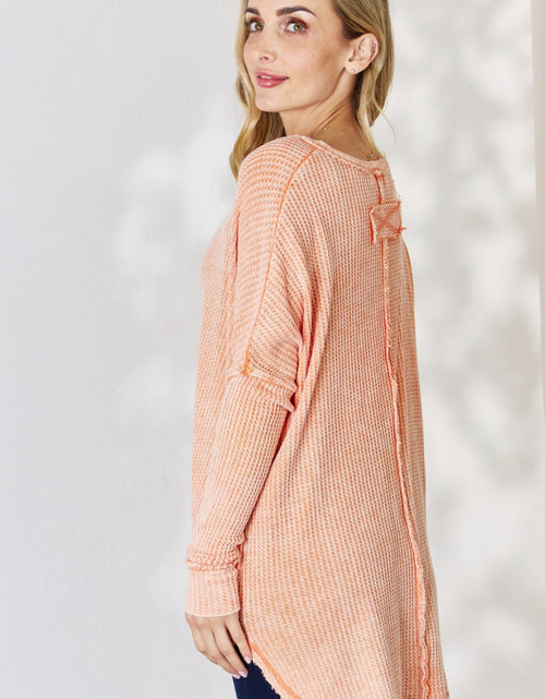Load image into Gallery viewer, Zenana Oversized Washed Waffle Long Sleeve Top
