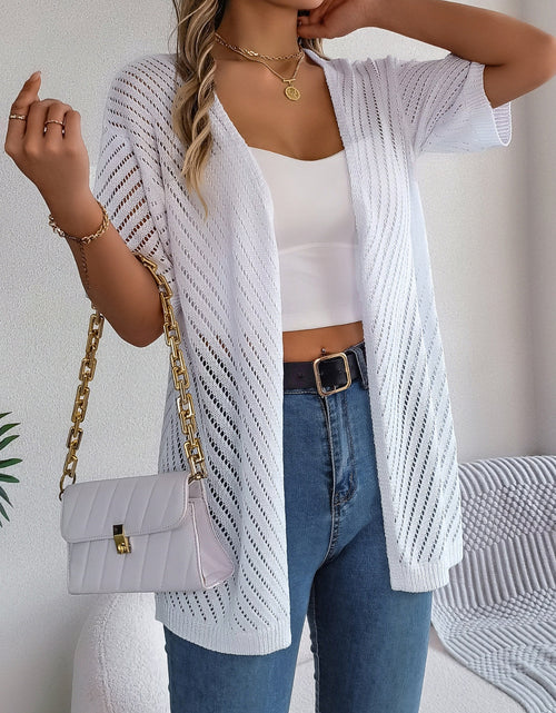 Load image into Gallery viewer, Openwork Open Front Half Sleeve Cardigan
