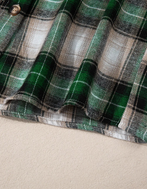 Load image into Gallery viewer, Drawstring Pocketed Plaid Hooded Jacket
