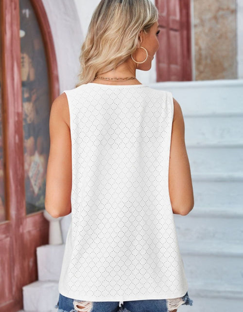 Load image into Gallery viewer, Eyelet Open Front Sleeveless Cardigan
