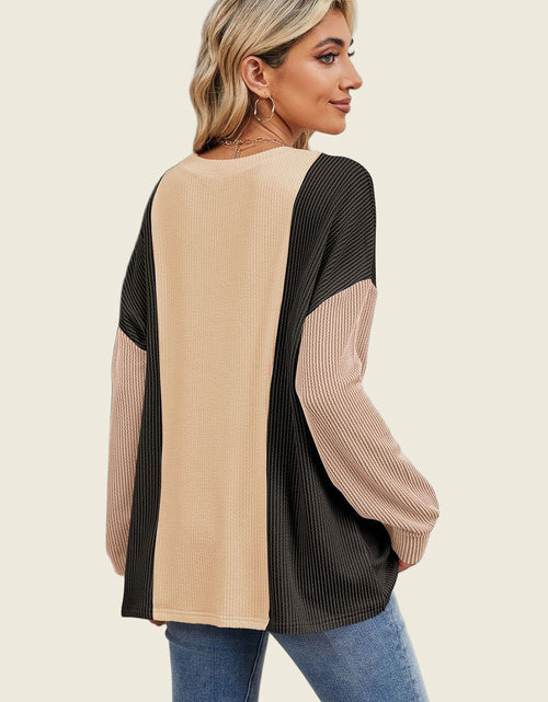 Load image into Gallery viewer, Double Take Texture Contrast Round Neck Long Sleeve T-Shirt
