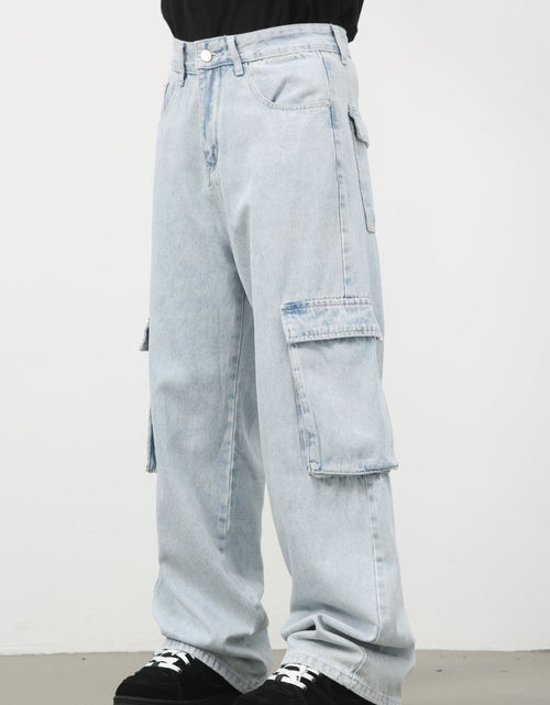 Load image into Gallery viewer, Men's Wide Leg Jeans with Cargo Pockets
