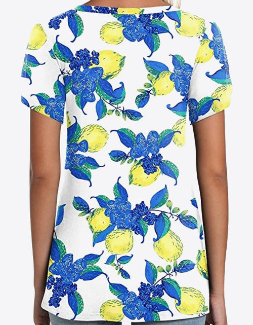 Load image into Gallery viewer, Printed Petal Sleeve V-Neck Blouse
