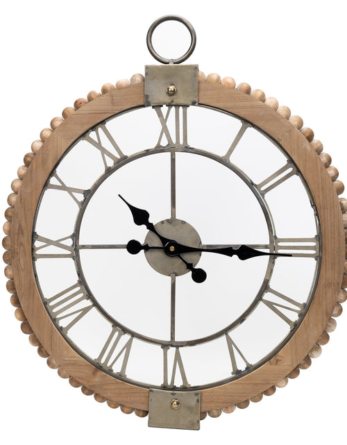 Load image into Gallery viewer, Beaded Wood Wall Clock with Metal Face 30"H
