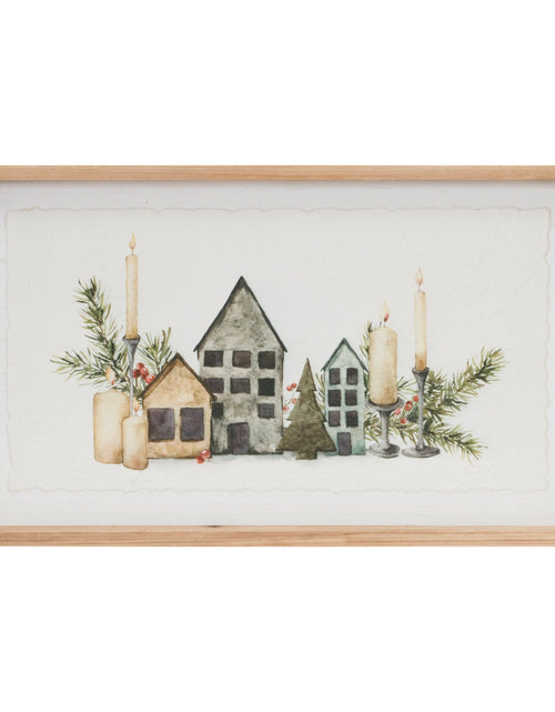 Load image into Gallery viewer, Wood Framed Winter Village Mantlescape Print 19"L
