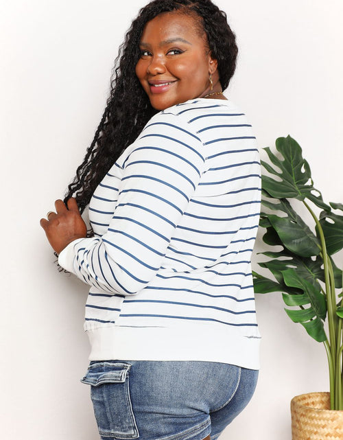Load image into Gallery viewer, Double Take Striped Long Sleeve Round Neck Top

