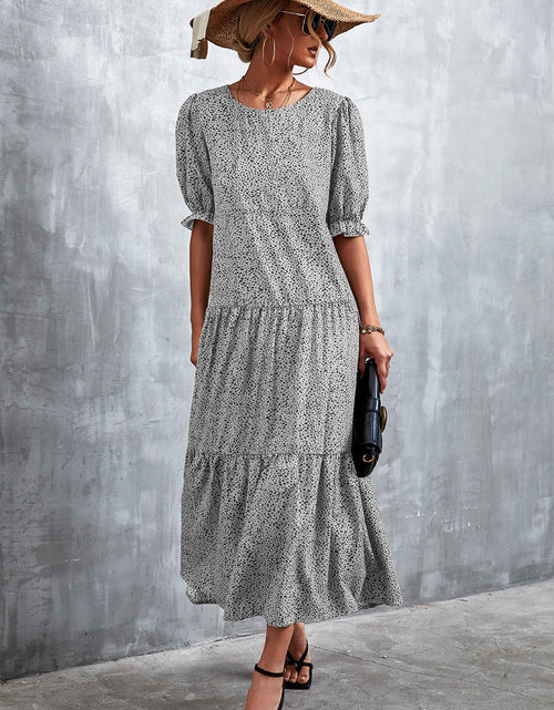 Load image into Gallery viewer, Printed Flounce Sleeve Tiered Dress
