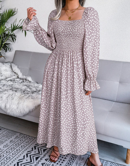 Load image into Gallery viewer, Smocked Square Neck Flounce Sleeve Dress by BlakWardrob
