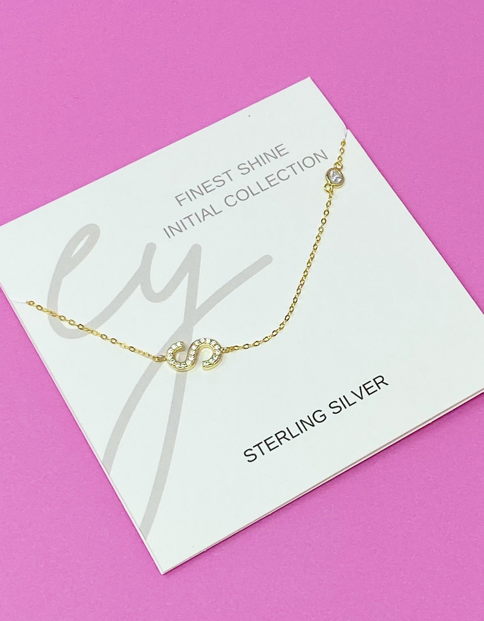 Finest Shine Initial Sterling Silver Necklace by Ellisonyoung.com