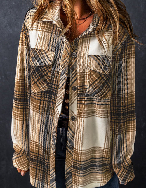 Load image into Gallery viewer, Plaid Button Up Long Sleeve Shacket
