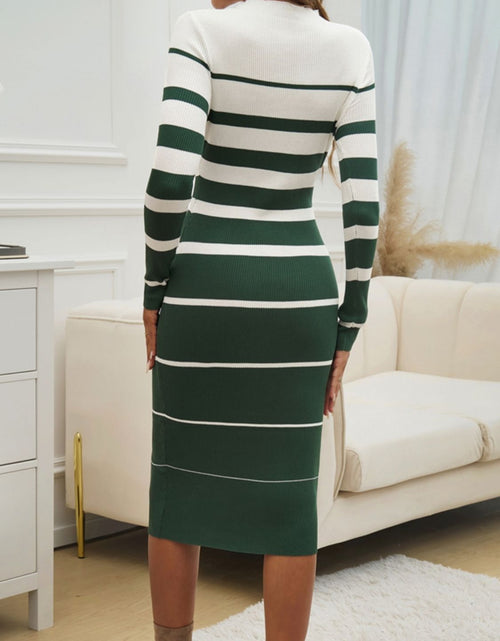 Load image into Gallery viewer, Devine Color Block Round Neck Long Sleeve Midi Dress
