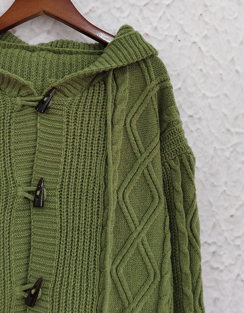 Load image into Gallery viewer, Cable-Knit Long Sleeve Hooded Cardigan
