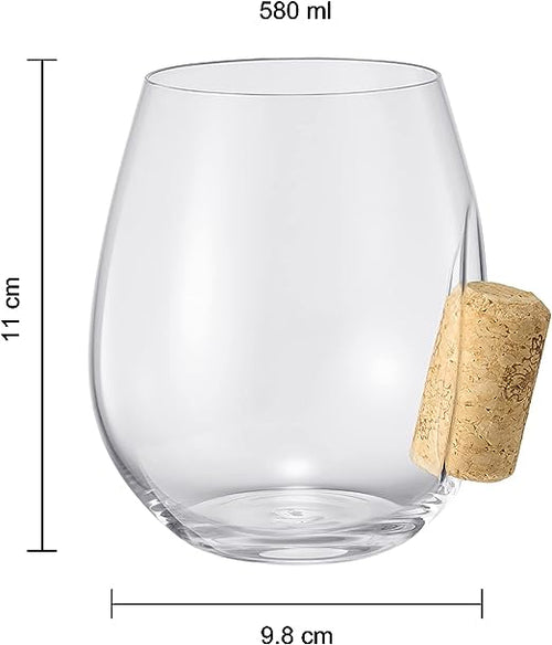 Load image into Gallery viewer, Corked Stemless Wine Glasses | Single | Stuck In The Glass Wine Cork Cocktail Glassware, Enthusiast Gift, Artisanal Crystal Glassware - Gift Idea for Him, Her, Wine Lover, Housewarming (19.6 OZ) by The Wine Savant
