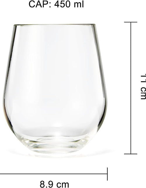 Load image into Gallery viewer, European Style Unbreakable Elegant Acrylic Stemless Wine Glasses 15 oz | Set of 6 | 100% Tritan Shatterproof BPA-free Reusable Plastic Glassware, Perfect For Homes &amp; Bars | Dishwasher-Safe, Clear by The Wine Savant
