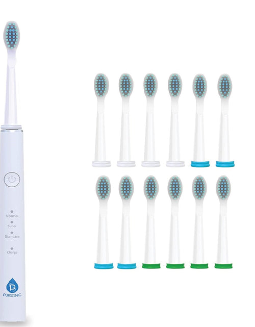 Load image into Gallery viewer, USB Rechargeable Sonic toothbrush with 12 Brush Heads by Pursonic
