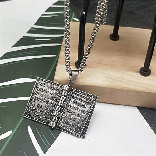 Load image into Gallery viewer, Holy Bible Book Pendant Necklace Openable Prayer Bible Verse Religious Christian Necklace _mkpt by Js House
