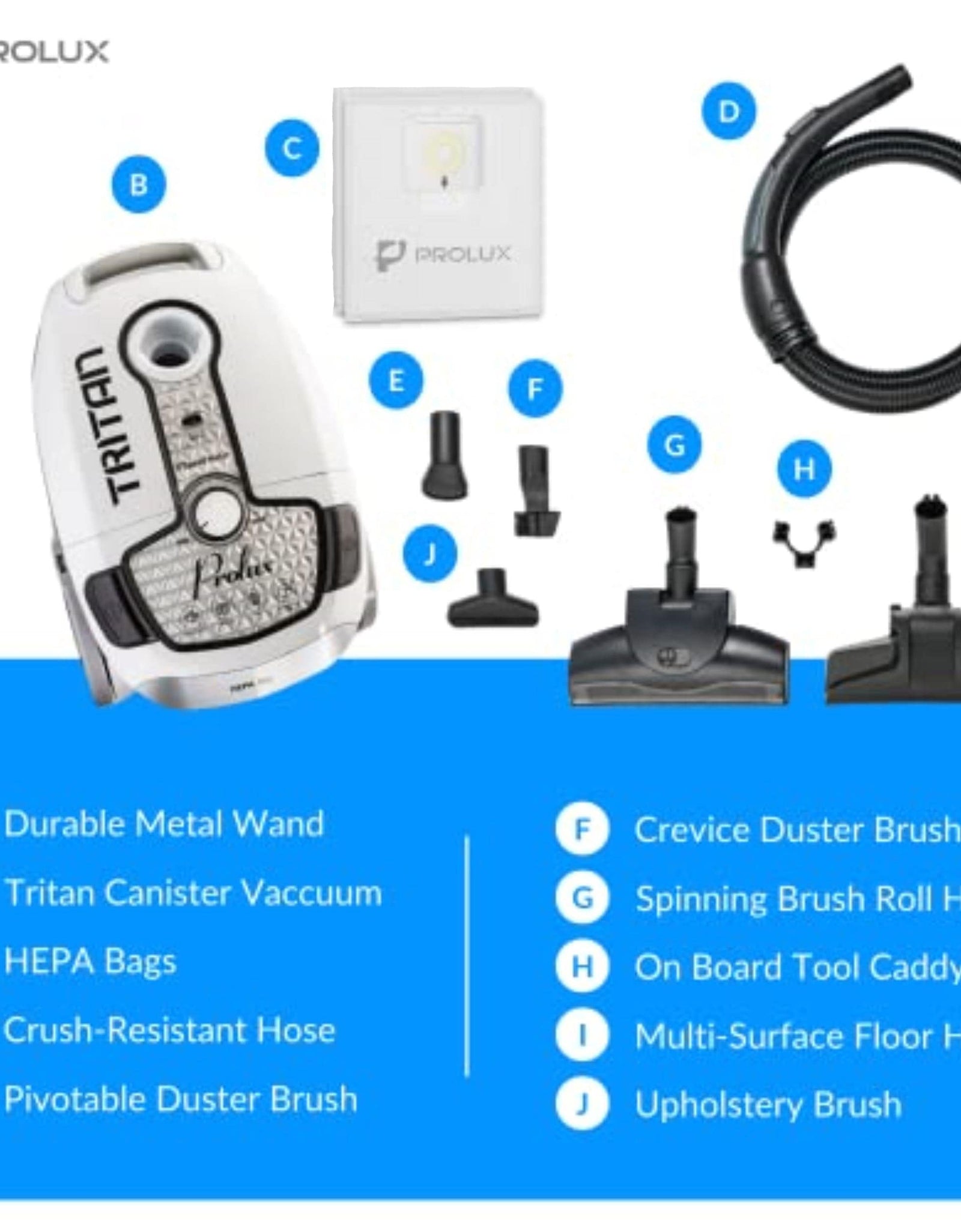 Prolux Tritan Canister Vacuum with Sealed HEPA Filtration and 12 Amp Motor by Prolux Cleaners