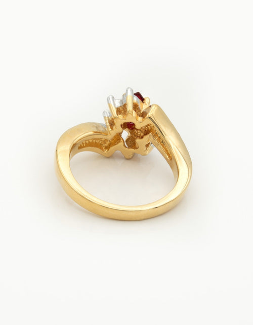 Load image into Gallery viewer, Vintage 1980s Ring Zirconia with Clear Austrian Crystals 18k Yellow Gold Electroplated by PVD Vintage Jewelry
