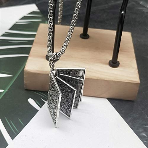 Load image into Gallery viewer, Holy Bible Book Pendant Necklace Openable Prayer Bible Verse Religious Christian Necklace _mkpt by Js House
