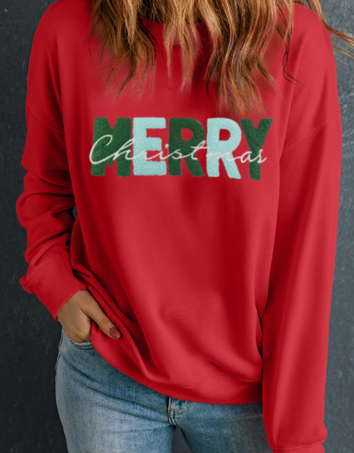 Load image into Gallery viewer, MERRY CHRISTMAS Contrast Long Sleeve Sweatshirt

