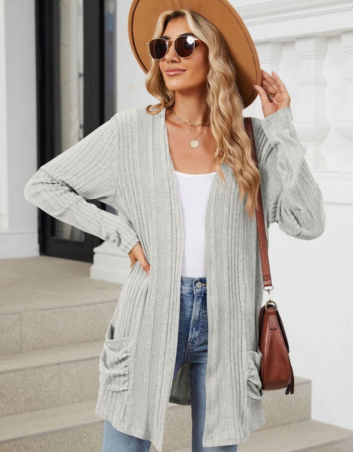 Load image into Gallery viewer, Pocketed Open Front Long Sleeve Cardigan
