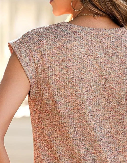 Load image into Gallery viewer, Heathered Round Neck Cap Sleeve T-Shirt
