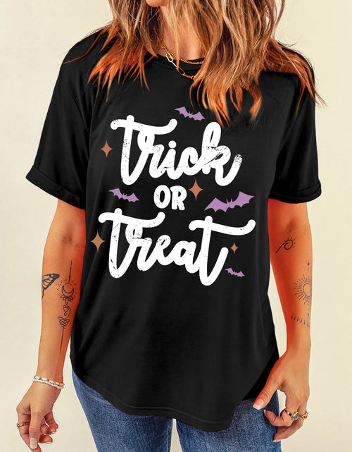 Load image into Gallery viewer, Letter Graphic Round Neck Short Sleeve T-Shirt
