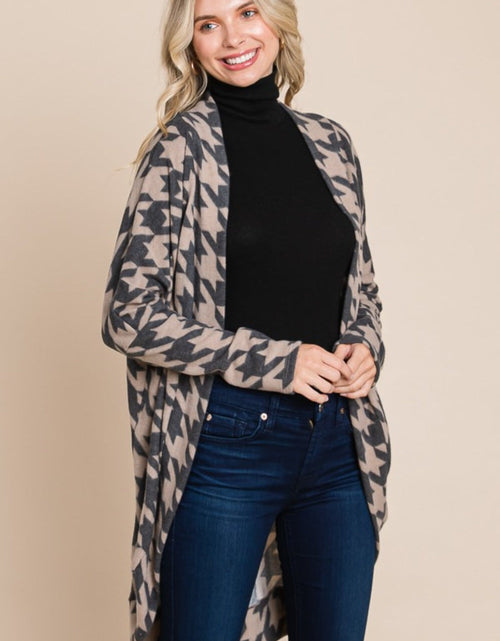 Load image into Gallery viewer, BOMBOM Houndstooth Open Front Cocoon Knit Cardigan
