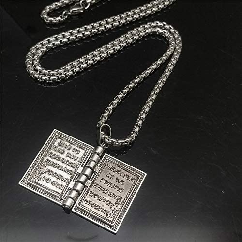Load image into Gallery viewer, Holy Bible Book Pendant Necklace Openable Prayer Bible Verse Religious Christian Necklace _mkpt by Js House
