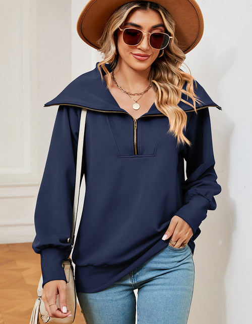 Load image into Gallery viewer, Half Zip Lantern Sleeve Sweatshirt
