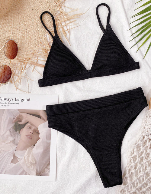 Load image into Gallery viewer, Spaghetti Strap Ribbed Bikini Set
